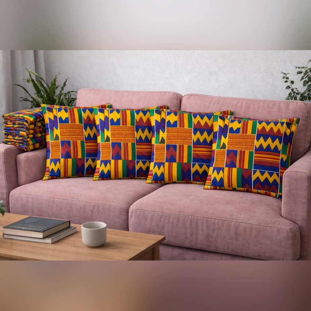 4-Pack African Print Pillow Covers | Handmade Ankara | 18x18